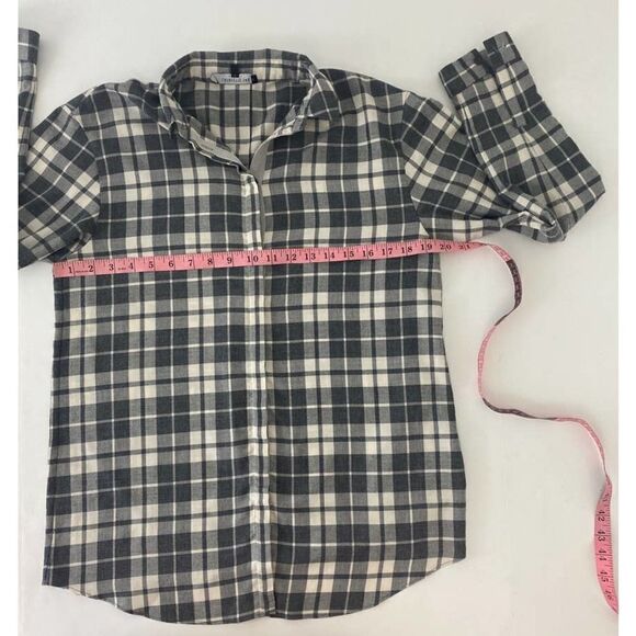 LAFAYETTE 148 Lightweight Flannel Plaid Button Down Shirt Gray White - Small (P) - Picture 4 of 9